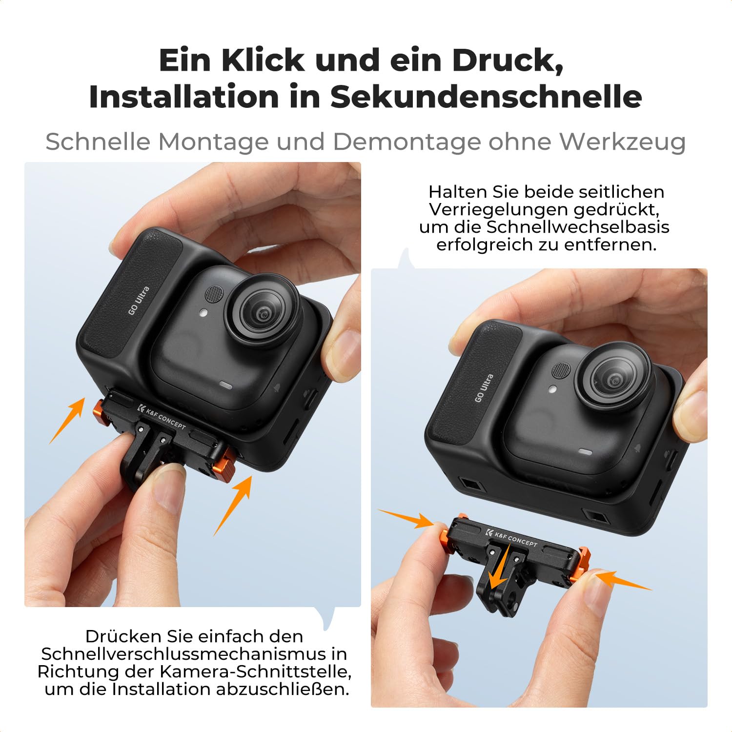 K&F CONCEPT Magnetische Schnellverschluss Adapterhalterung, Schnellverschlussschnalle Kompatibel mit Insta360 Go Ultra Zubehör, Magnetische Kamerahalterung mit 1/4 Zoll Schraubenloch