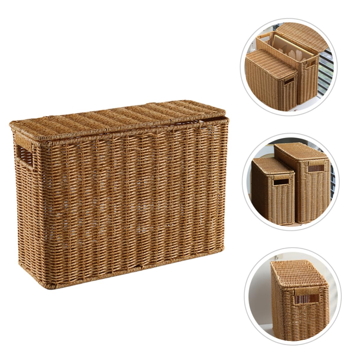 STOBAZA Cesta De Almacenamiento Tejida Con Para Juguetes y Accesorios Recipiente Organizador Portátil De Casa Para Cocinas y Salones Diseño Práctico y