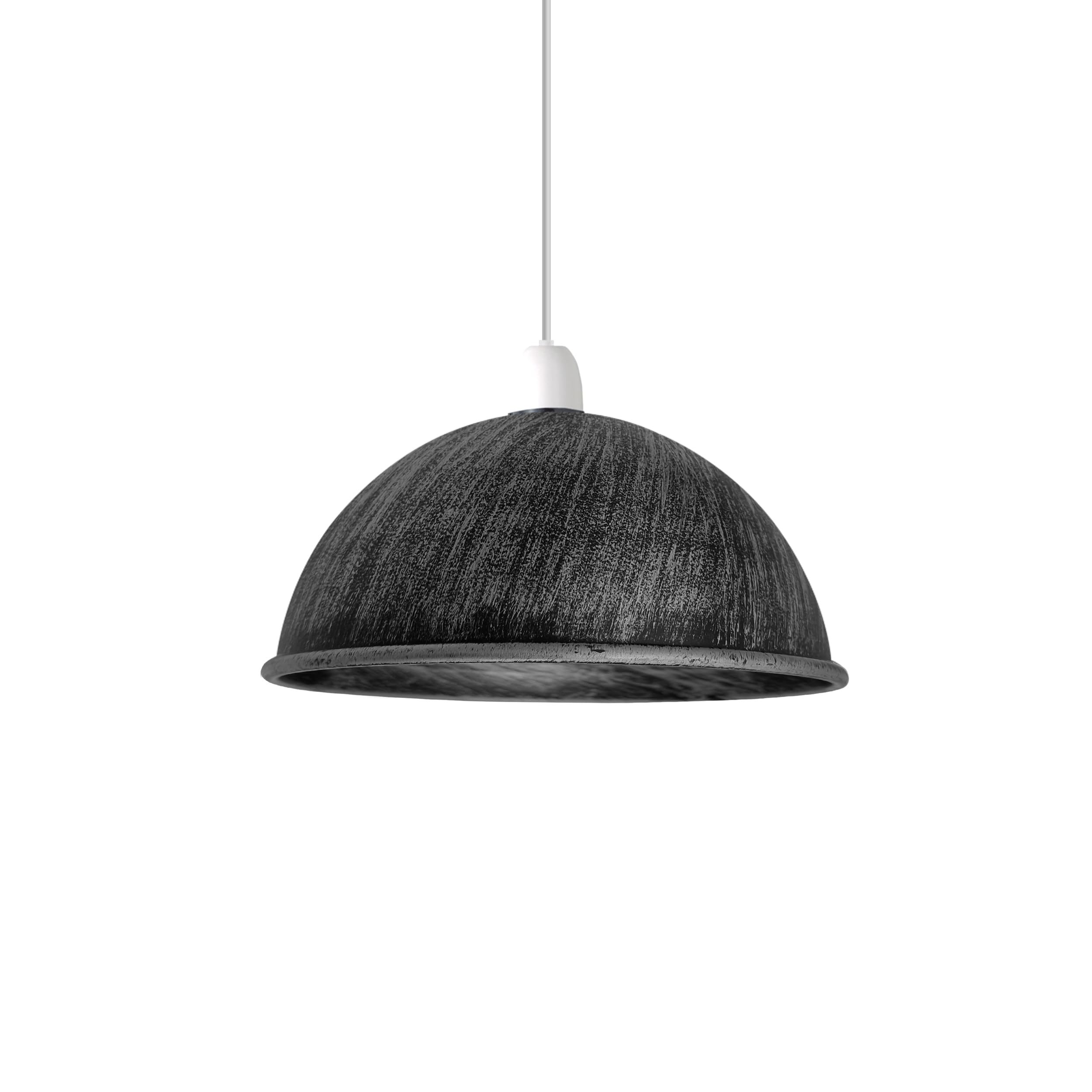 LEDSone Industrial Metal Lampshade Ceiling Light Easy Fit Large Shade 21cm Vintage Pendant Light Shade Dome Shaped Rustic Retro Ceiling Lampshade (Brushed Silver) — image 1
