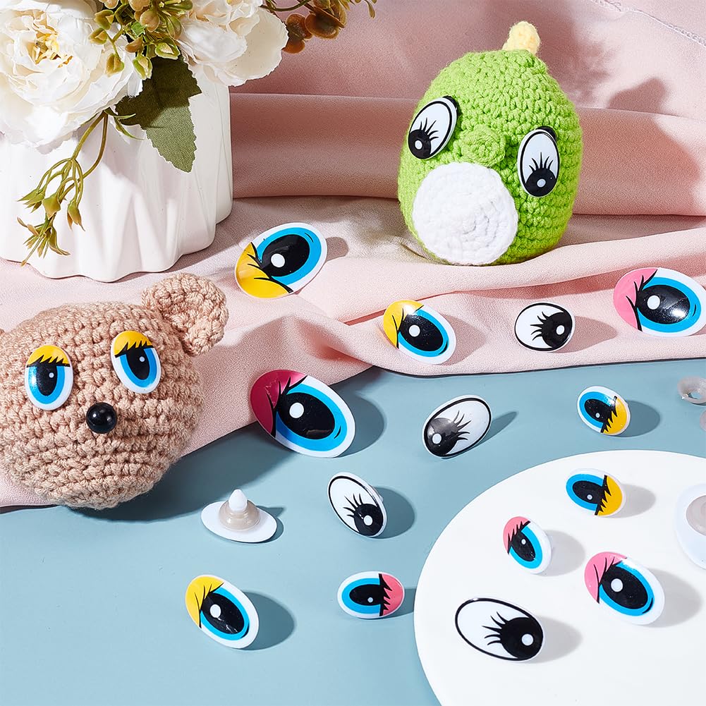 GOMAKERER 120 Set 9 Stile Kunststoffaugen Zum Basteln, Knstliche Augen Im  Cartoon Stil Mit Abstandshalter Set Schwarz Blau Ovale Augen Aus Crsft Se  Sicherheitsaugen Tieraugen Zum Basteln Hkeln : Amazon.de: Kche, Haushalt