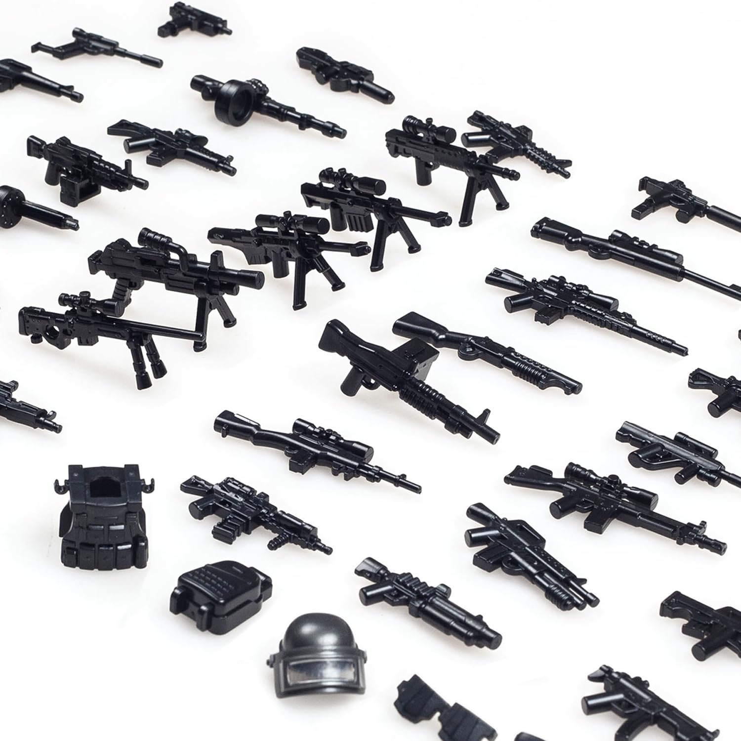 Weapons Pack Military Toy Accessories, U.S. Second Edition Weapons Include 50+ Pieces for Army Equipment Gear Sets Pieces, Compatible with Mini Figure of Major Brand