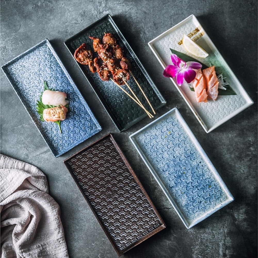 Plato rectangular para sushi comercial plano japonés decorativo (A)