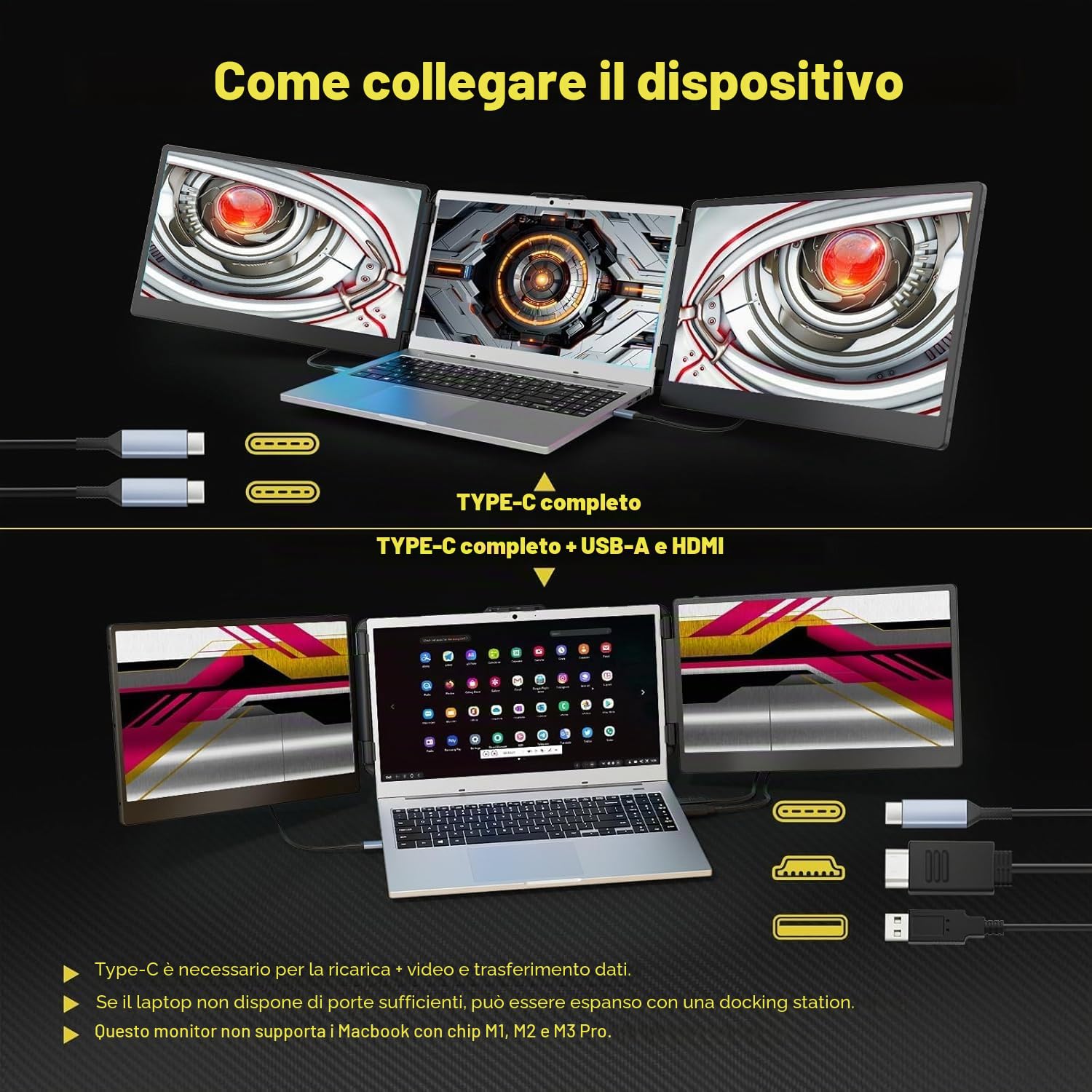 KEFEYA Monitor Portatile per Laptop, Display IPS Full HD da 14", Estensore dello Schermo del Laptop, Compatibile con Mac Windows Chrome da 13"-17"
