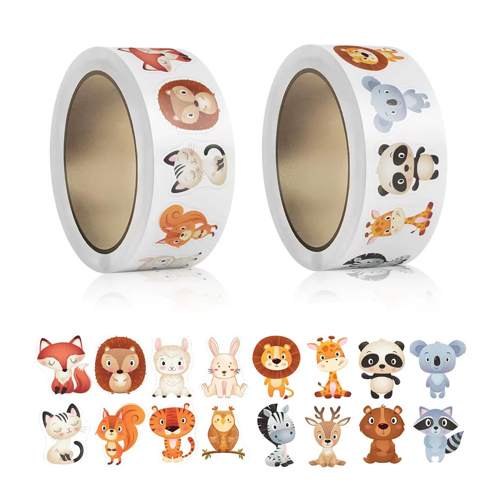 2 Roll Animal Stickers for Kids,1 Inch Cute Reward Sticker in 16 Patterns,Teacher Supplies for Classroom,Incentives Sticker Bulk for Kids,1000 Pcs