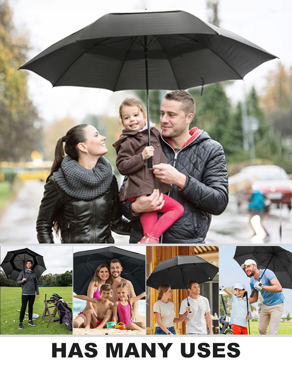 Victoper Golf Umbrella Windproof Large 62/68 Inch, Large Umbrella Oversized Double Vented Canopy Umbrella Windproof Strong Automatic Open Outdoor Big Umbrella Sun Protection Rain Umbrellas for 2-3 Men