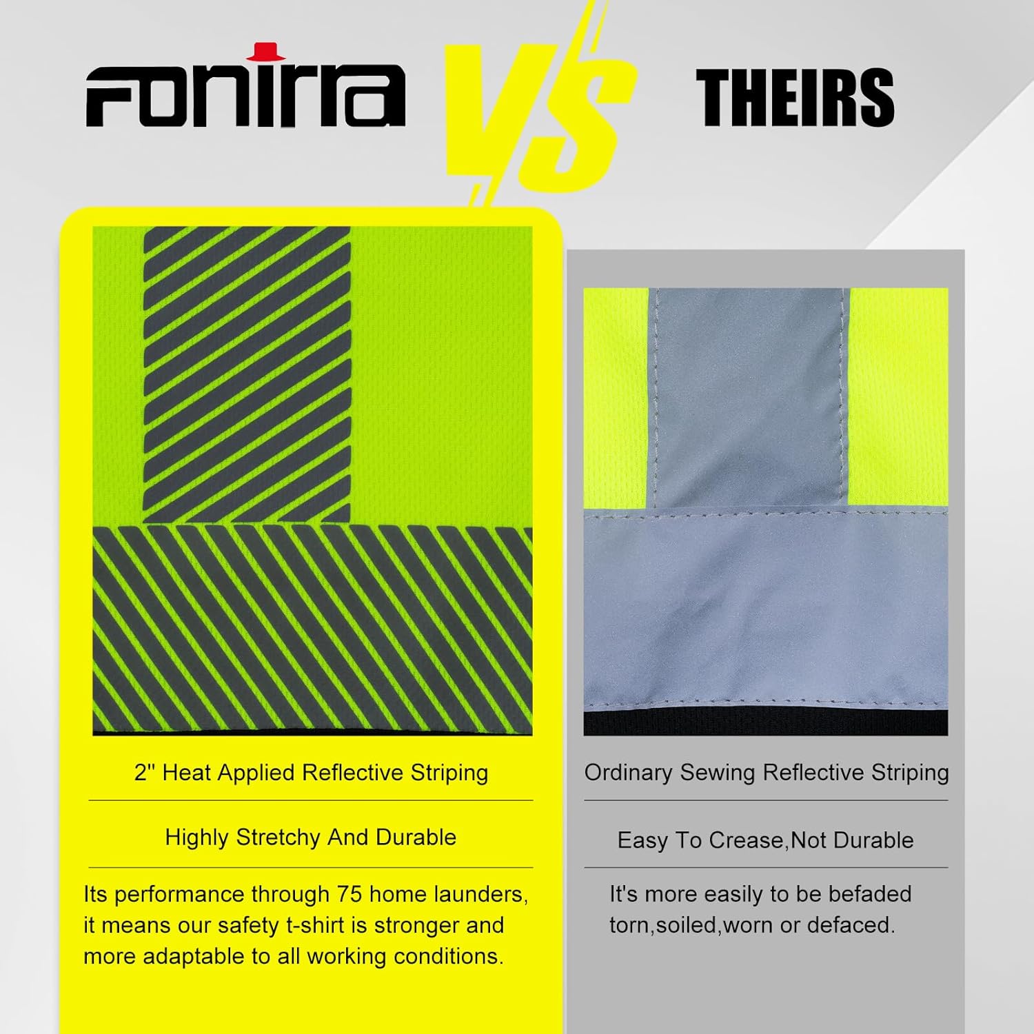 FONIRRA Safety Reflective High Visibility Long Sleeve T Shirts with Hood for Men Construction Work ANSI Class 3 - Image 5