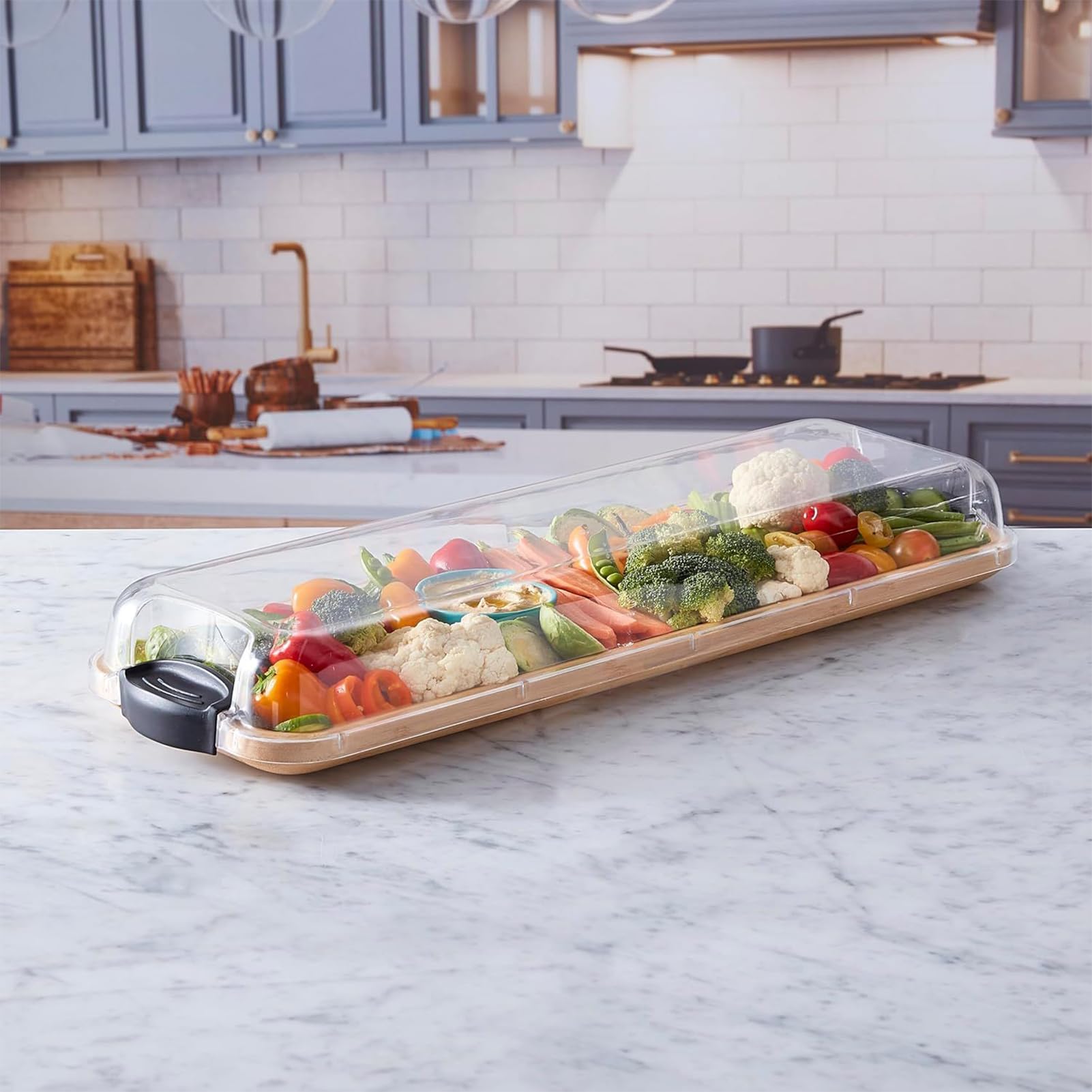 Salumi Platter, Wood Rettangolo Food Plate, Portable Serving Board, Comes with Lid, Sturdy Design for Parties, Ristorante, Picnic, Holiday, Pool, Kitchen, Buffet, Campeggio, Gatherings, 7x22 pollici