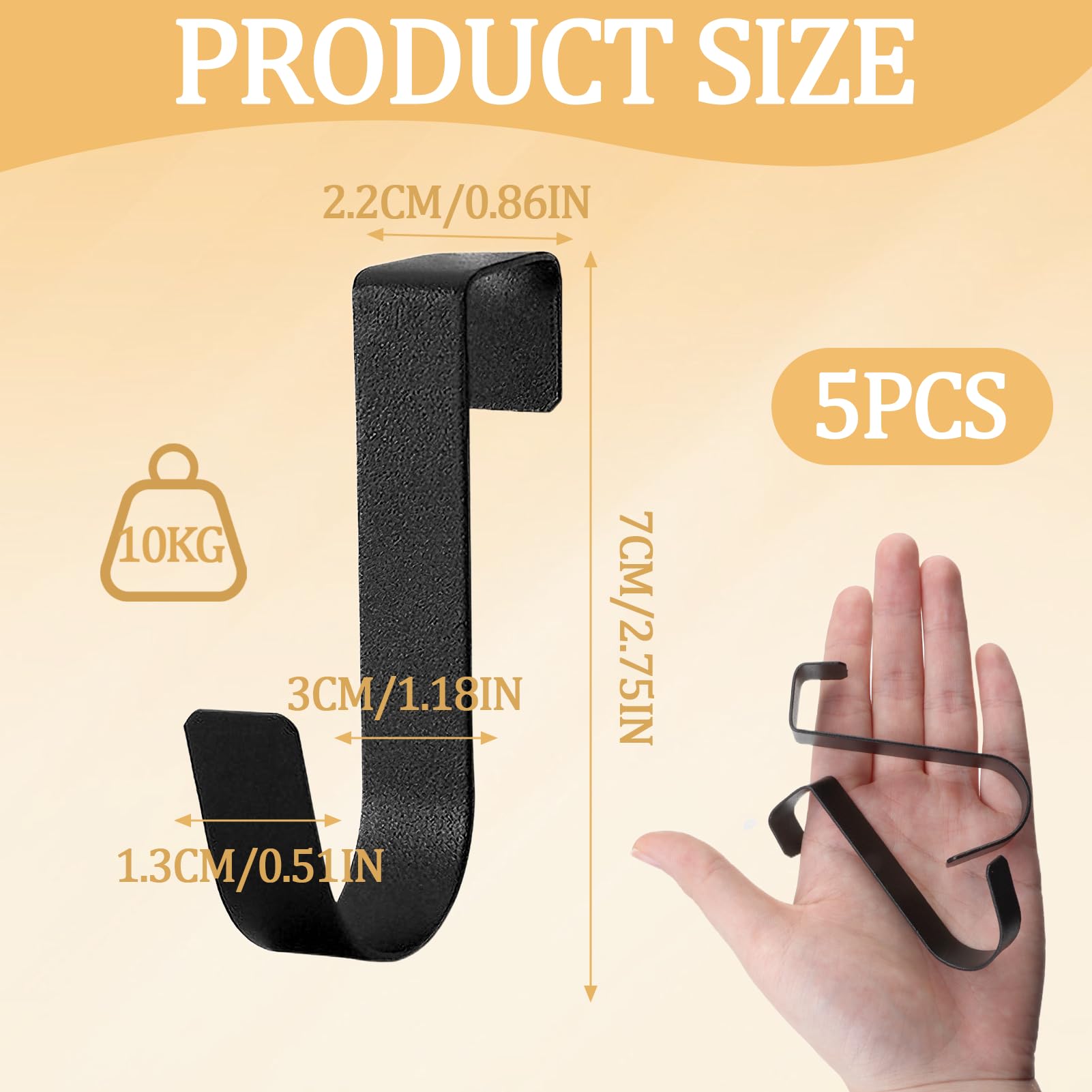 SMCEHEYA Over Door Hooks 5Pcs, Over Door Hanger for Leaf Depth 2.2cm (0.8") - Image 2