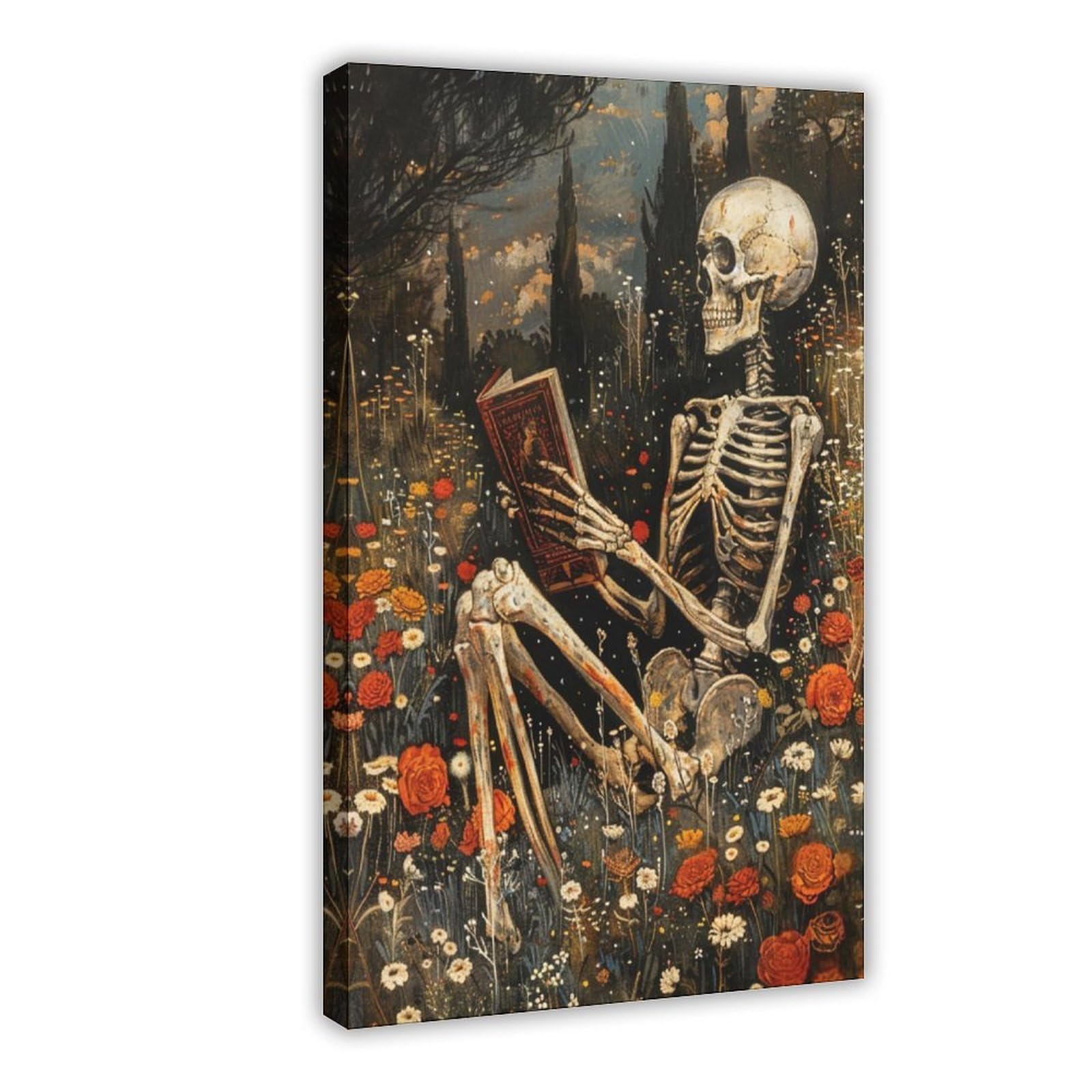 Bareronor Gothic Skeleton Canvas Poster for Bedroom Decor Gift