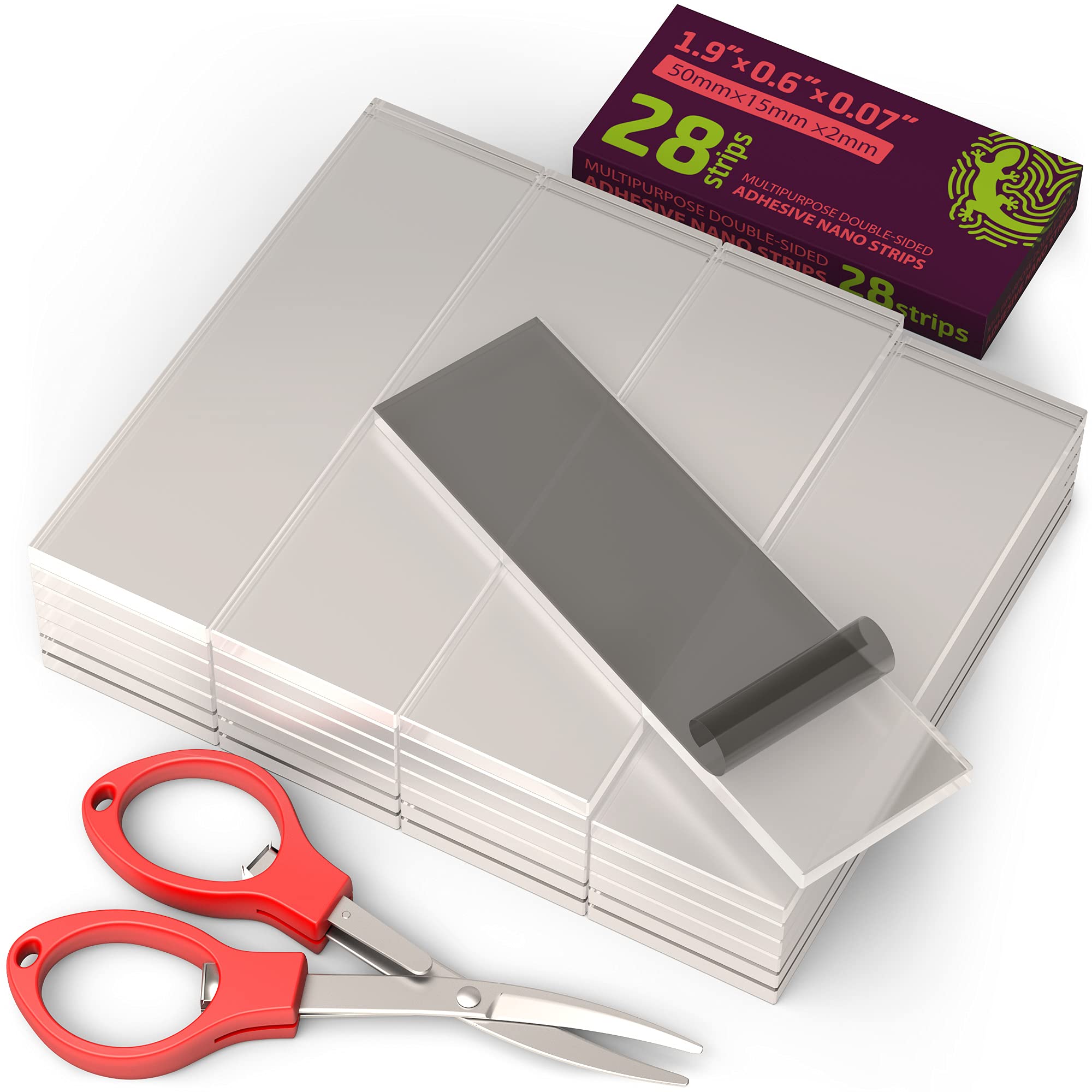 GreenFix Nano Adhesive Strips Double Sided - Clear Picture Hangers Without Nails - Double Sided Mounting Tape Strips - Sticky Strips Removable - Hanging Strips use as Poster Putty