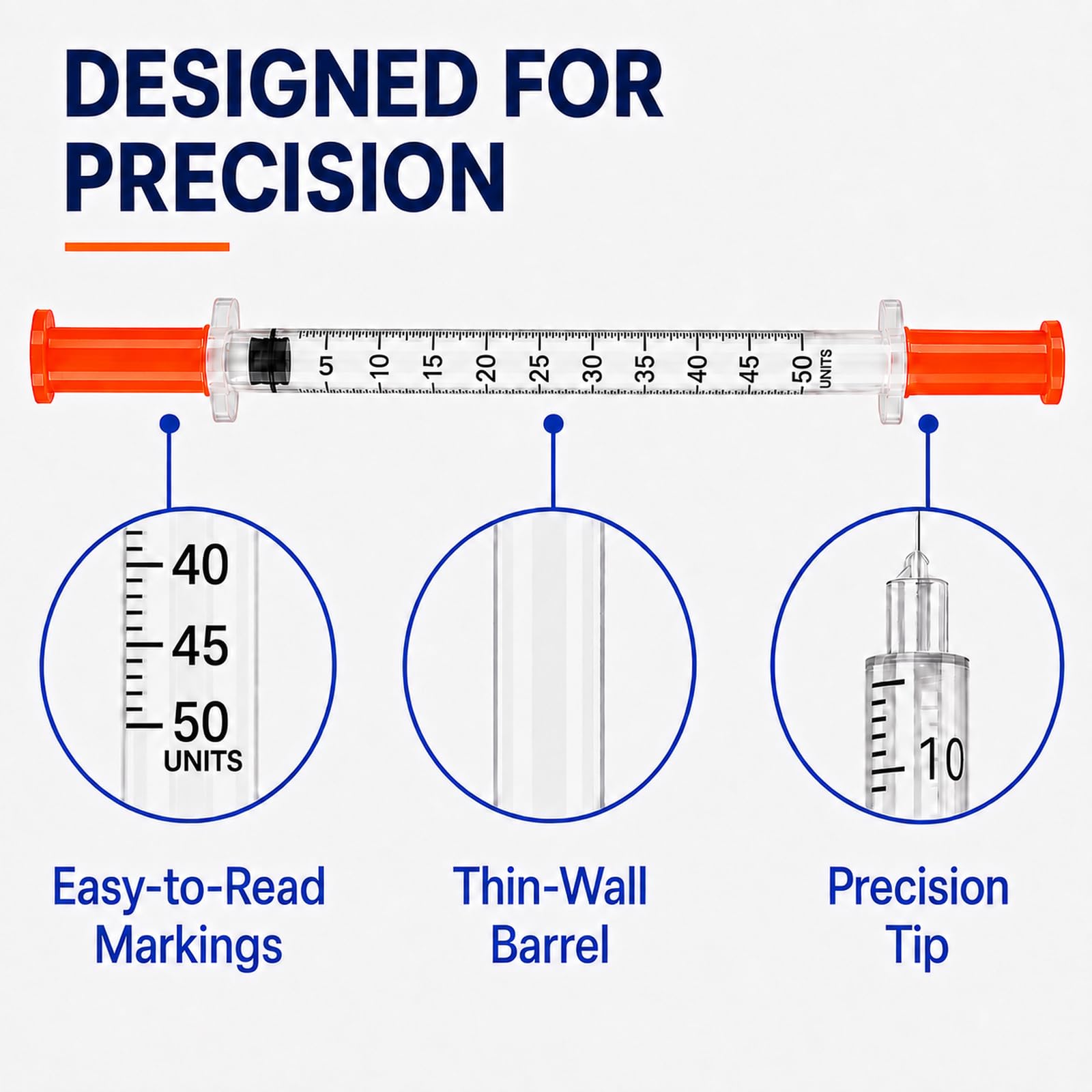 0.5 ml/cc Syringes, 31g 5/16 .5cc syringe with needle, 100 Count — Amazon image 5