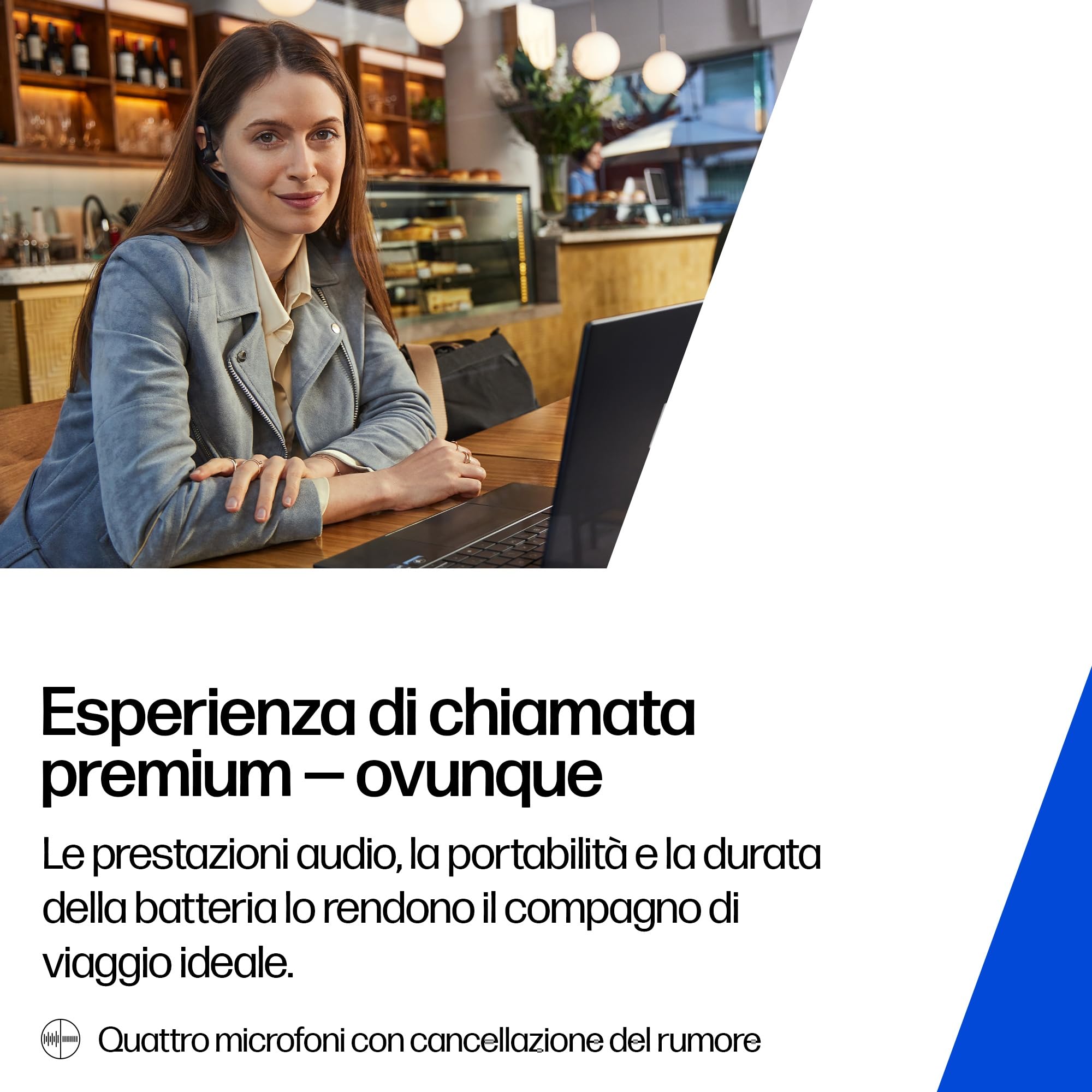 Poly Voyager Legend 50 Headset AV4N9AA con microfoni a cancellazione del rumore, tecnologia WindSmart e design ergonomico