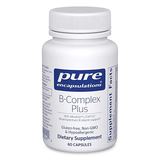 Pure Encapsulations B-Complex Plus - B Vitamins Supplement to Support Neurological Health, Cardiovascular Health, Energy Levels & Nervous System Support* - with Vitamin B12 & More - 60 Capsules
