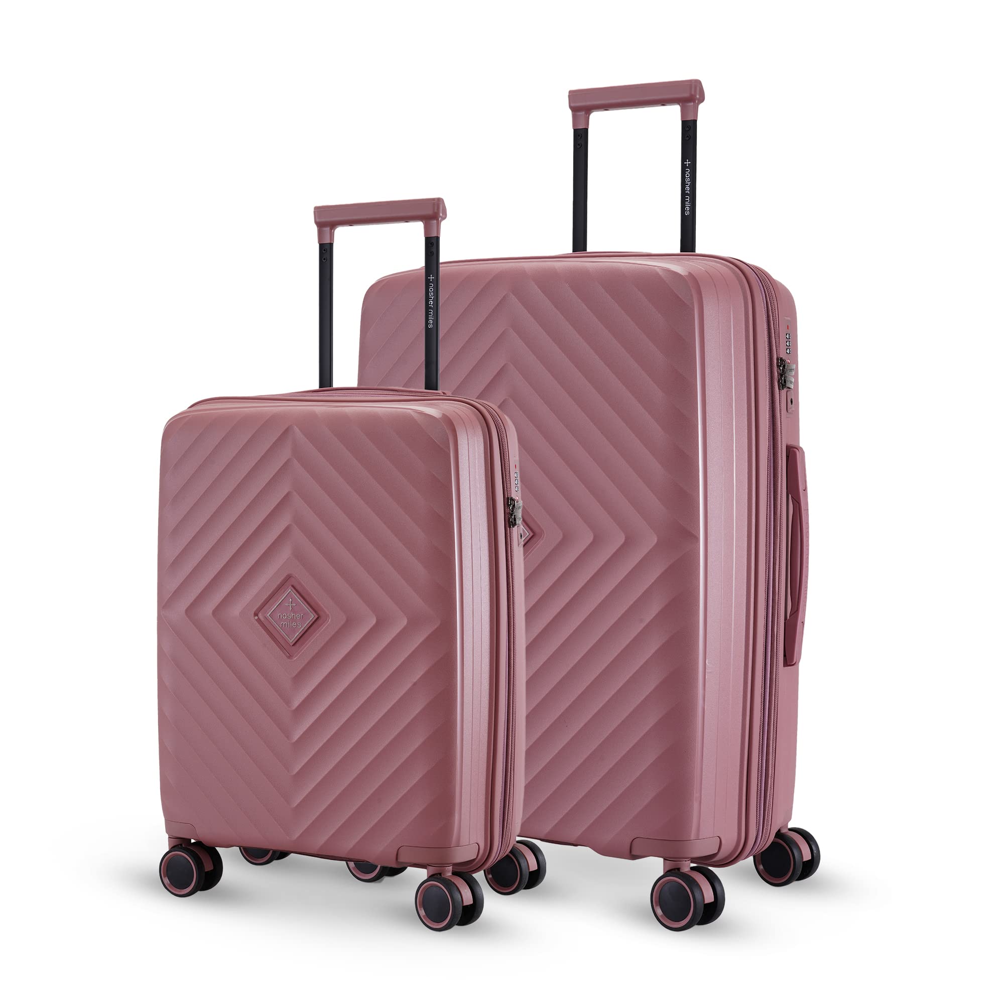 Nasher MilesAntwerp TSA Lock & Expander Hard Sided Polypropylene Set of 2 Bubblegum Pink Small & Medium 8 Wheels Double Spinner Trolley Bags (55 & 65 Cm)