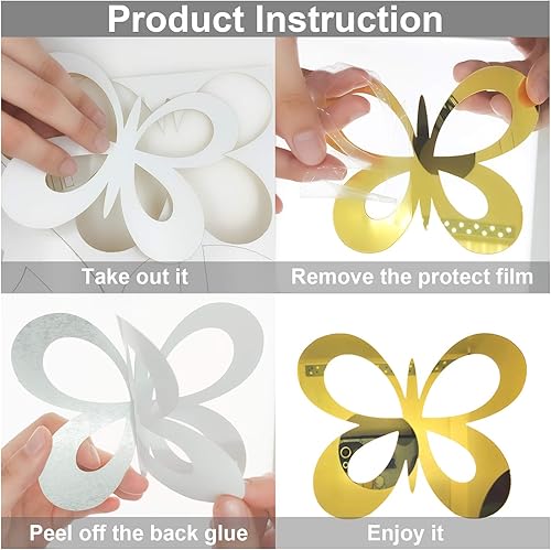Miniatura 5 de Adhesivos de pared de espejo acrílico 3D de Faith Hope Love, superficie de espejo de mariposa HOLENGS despegar y pegar, calcomanías de pared de
