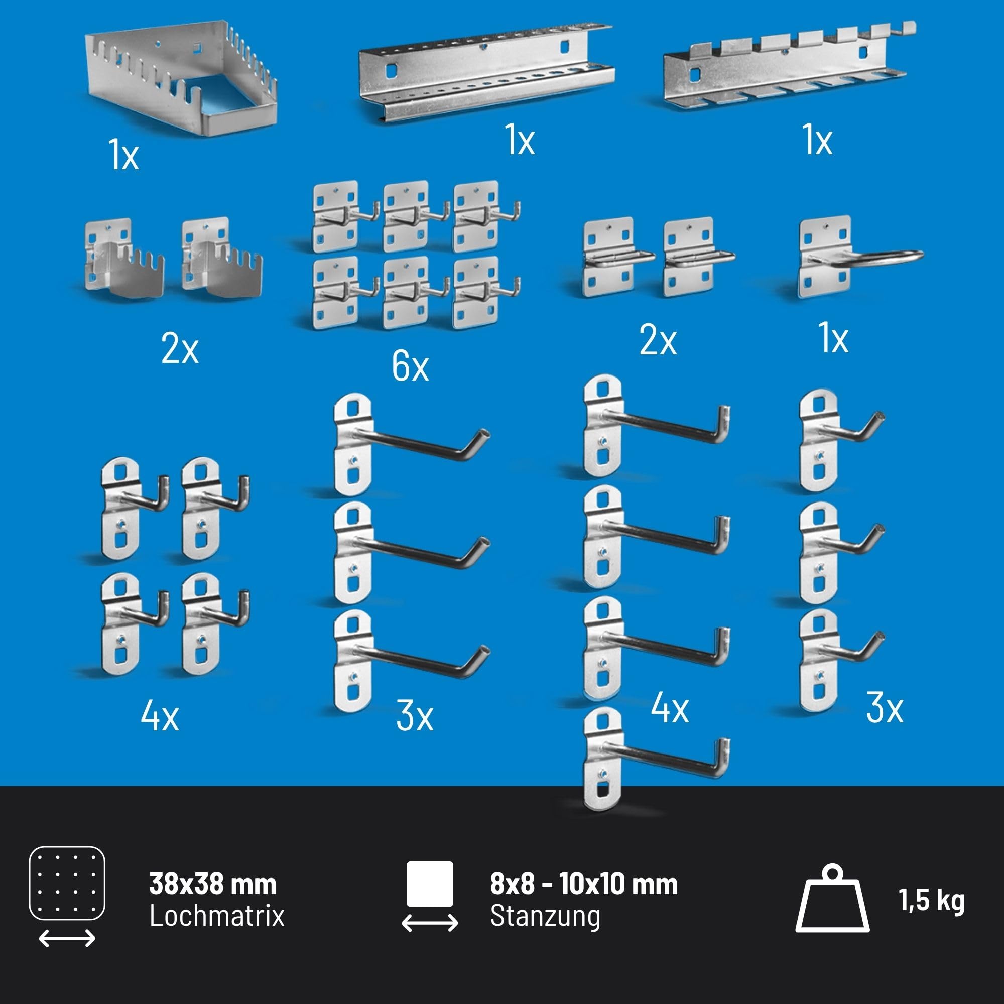 Güde 40768 Lot de 28 porte-outils Argenté, 200 mm x 75 mm x 190 mm