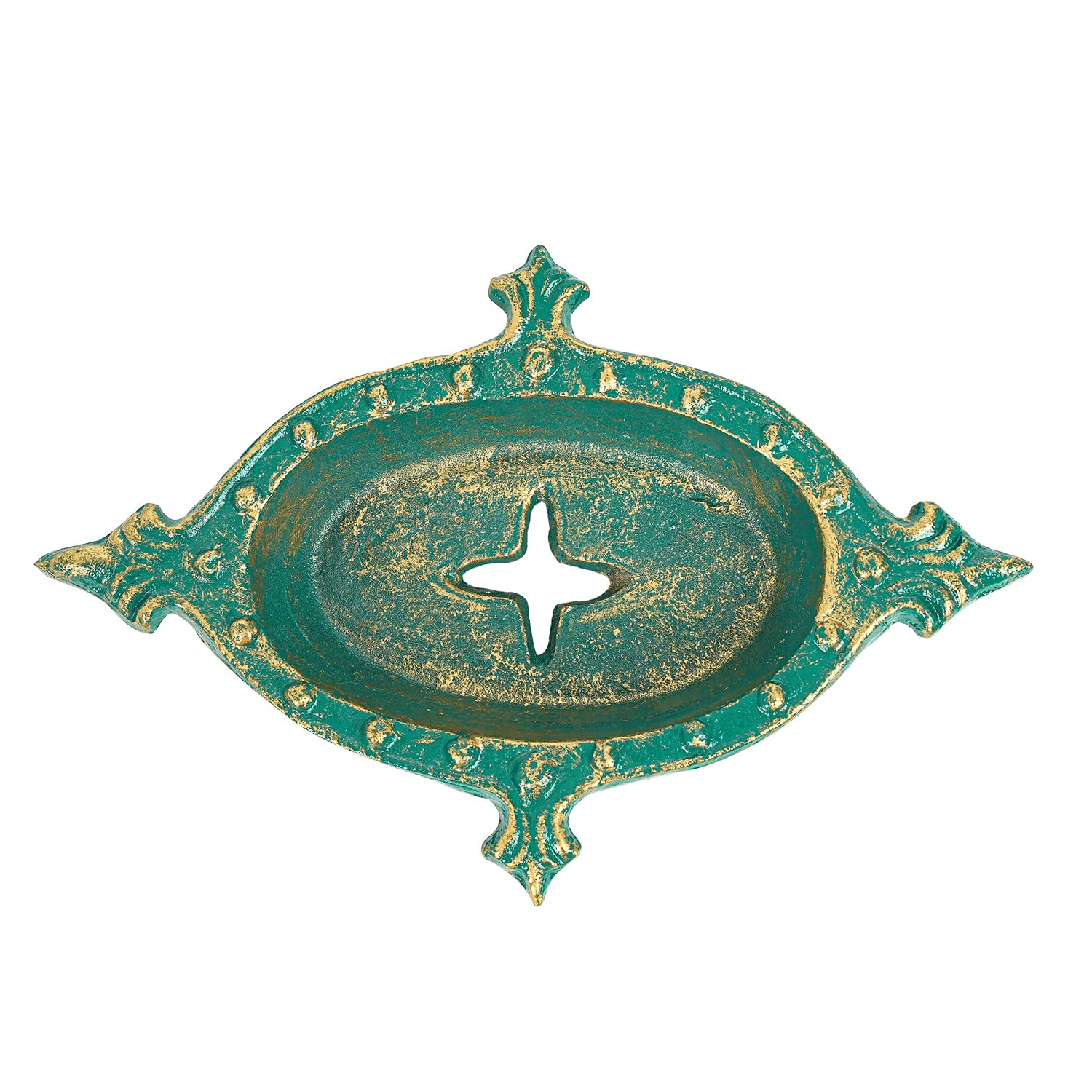 Sungmor Heavy Duty Cast Iron Soap Holder, Vintage Bar Tray for Kitchen Bathroom Sink, Lovely Starfish Shape & Antique Green Sponge Dish Soap Tray, Decorative Jewelry Holder Tabletop Container