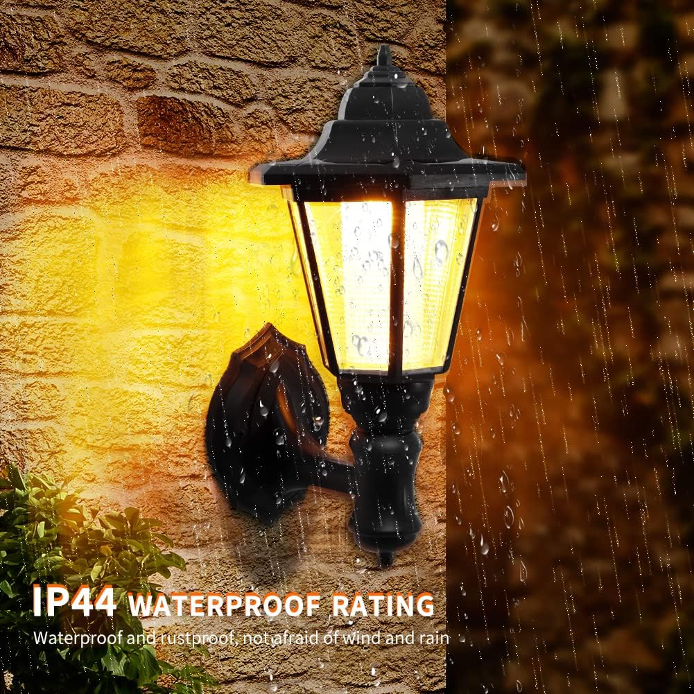 ONEVER Solar Vintage Wall Lamp Outdoor | Led Hexagonal Wall Light | Wall-Mounted Landscape | Garden Fence Yard Lamps | Waterproof Warm White (Pack of 1X)