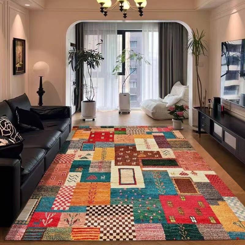 Tapis de salon doux style patchwork ethnique pour créer un coin cocon