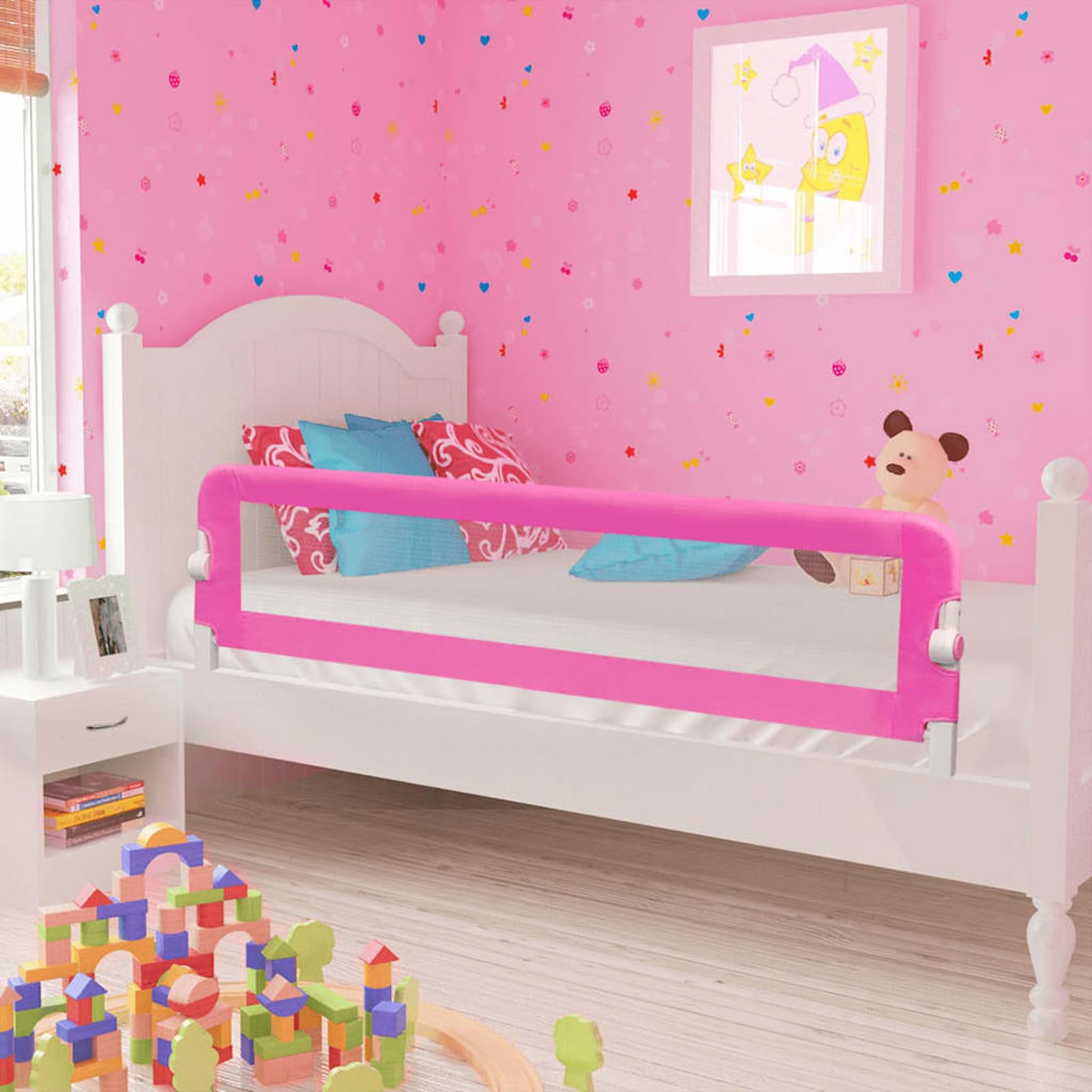 Gecheer Bettlaken 60 x 120 cm, Spannbettlaken für Babys, 60 x 120 cm, Sicherheitsgitter, für Kleinkinder, Rosa, 150 x 42 cm, 2 Stück