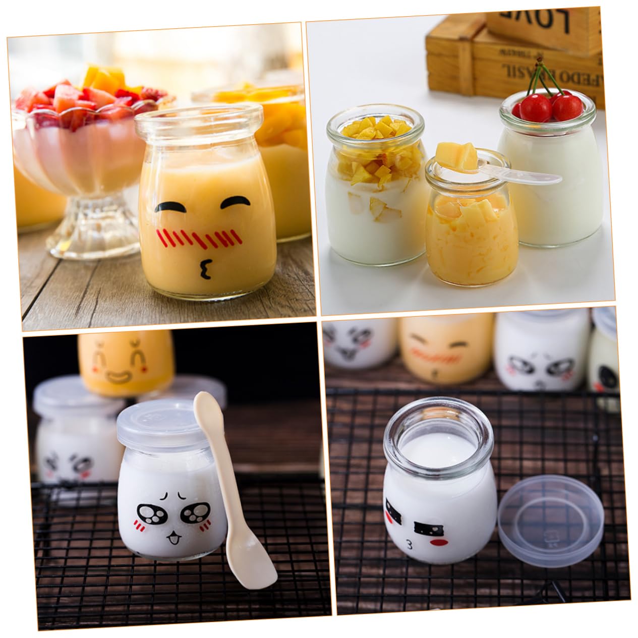 Cabilock 10 Puddinggläser mit Deckel 200 Ml Glasbehälter mit Breiter Öffnung Hitze und Kältebeständig 10 Stück für Pudding und Joghurt