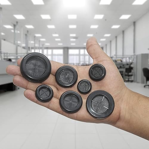 Miniatura 9 de Brexxty Juego de 52 ojales de goma, tapones de orificio para cortafuegos en 6 tamaños de agujeros de taladro de 58 pulgadas, 1316 pulgadas, 78