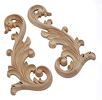 Vista 8 de MUXSAM 2 pares de apliques de madera tallada transparente, 7.9 x 3.5 in/7.87 x 3.54 pulgadas, adhesivo decorativo de excelente funiture para puerta