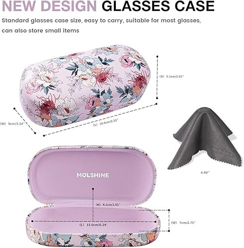 Miniatura 35 de molshine Estuche rígido de cuero para lentes de sol, funda clásica para gafas grandes para mujeres y hombres,Gafas de sol