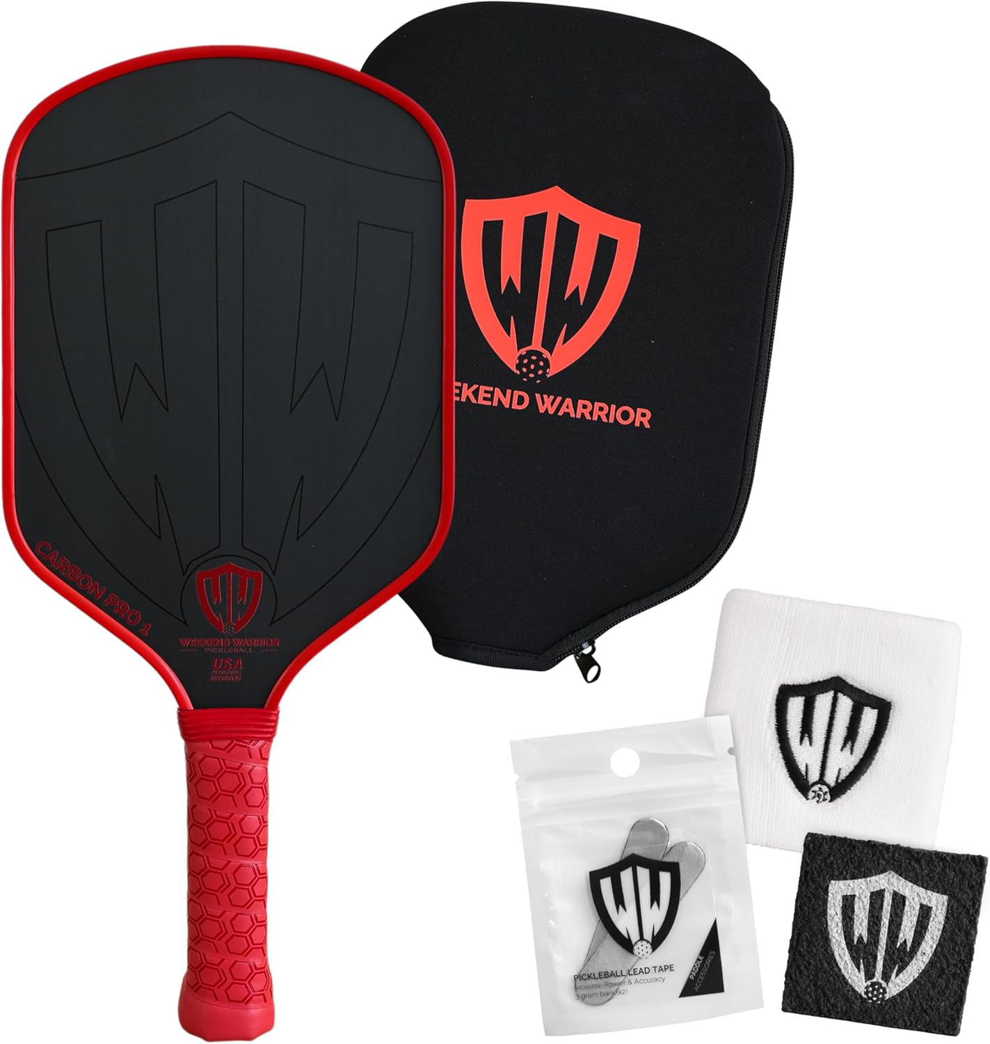 Paddle - USAPA Approved - T700 Carbon Fiber for Ultimate Spin - Elongated Handle and Shape for Power - Paddle Cover, Paddle Eraser, Lead Tape, Sweatband Included