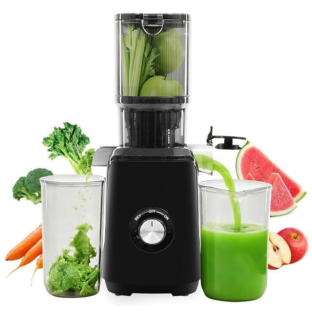 OLIXIS Cold Press Juicer Masticating Juicer Machines with Wide Feed Chute High Juice Yield and Easy to Clean