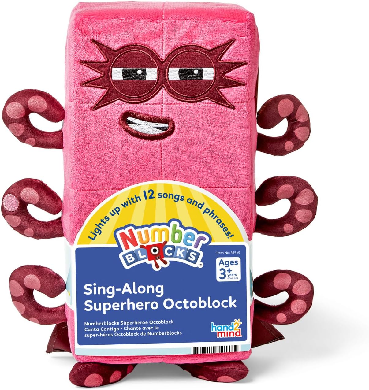 Numberblocks Sing-Along Superhero Octoblock, Interactive Plush Digit, Multicolored HM96940-UK