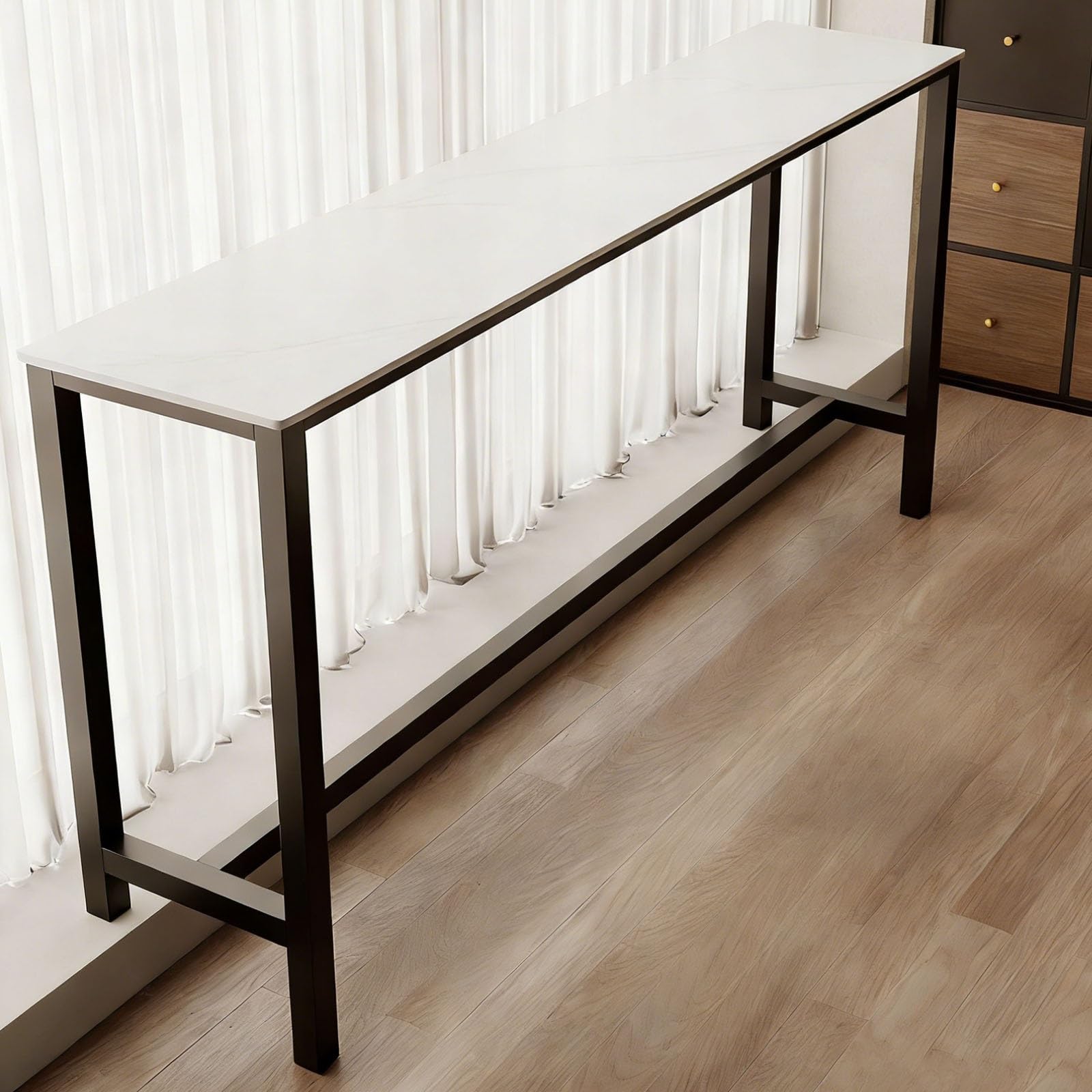 Tavolo e Sedie Cucina, Mobile Bar per Casa con Robusta Struttura in Metallo per Piccoli Spazi, Sala da Pranzo, Angolo Bar, Facile da Montare e Pulire(140x105x40cm/55x41x15in)