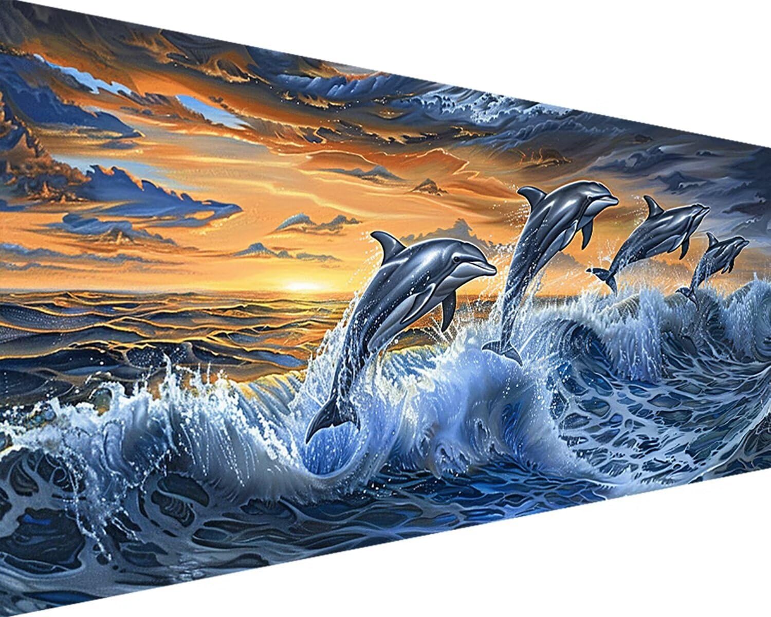 数字油絵 動物 ペイントバイナンバー イルカ 数字キット塗り絵, DIY