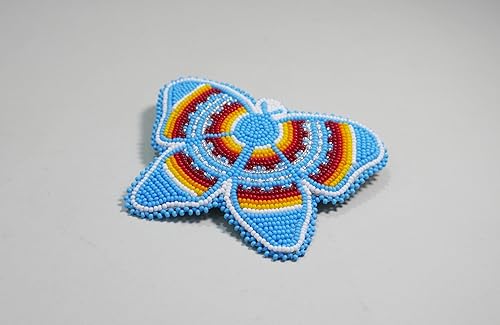 Miniatura 3 de Pinzas para el cabello con cuentas Colección hecha a mano estilo nativo americano (mariposa (azul cielo))