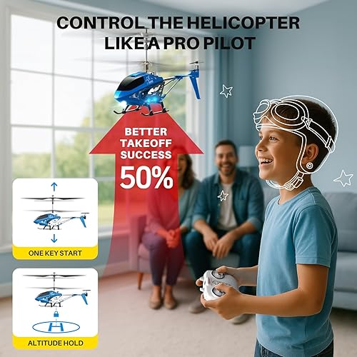 Miniatura 3 de Helicóptero de control remoto SYMA, S107H-E helicóptero RC con despegue y aterrizaje con una tecla, alta y baja velocidad y diseño duradero de