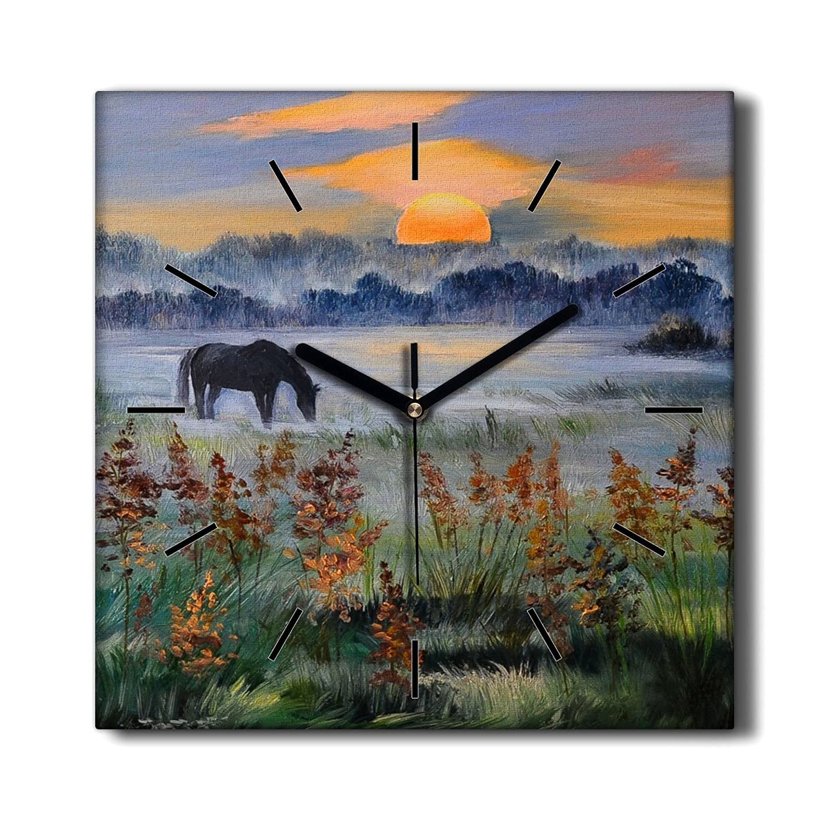 Horloge sur Toile 30x30cm de qualité supérieure motif paysage animal