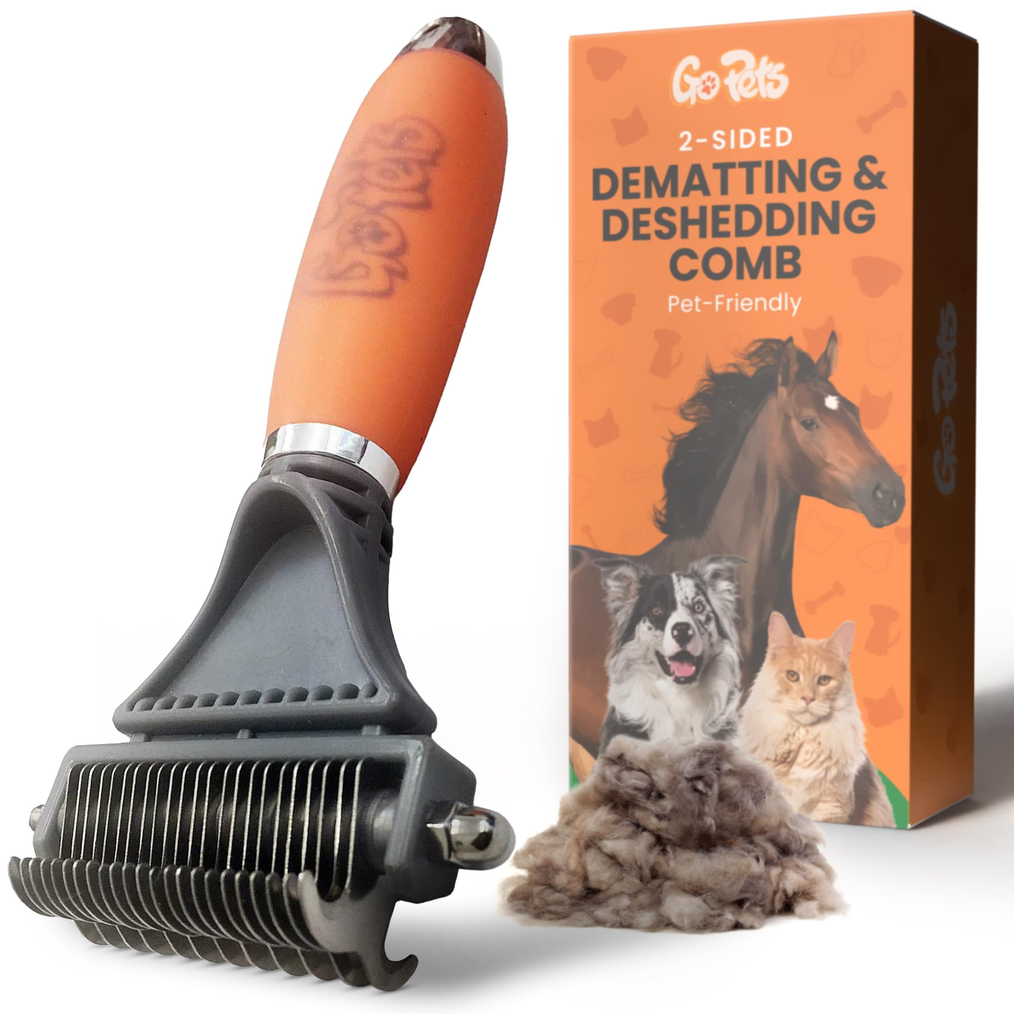 GoPets Dematting Comb with 2 Sided Professional Grooming Rake for Cats & Dogs