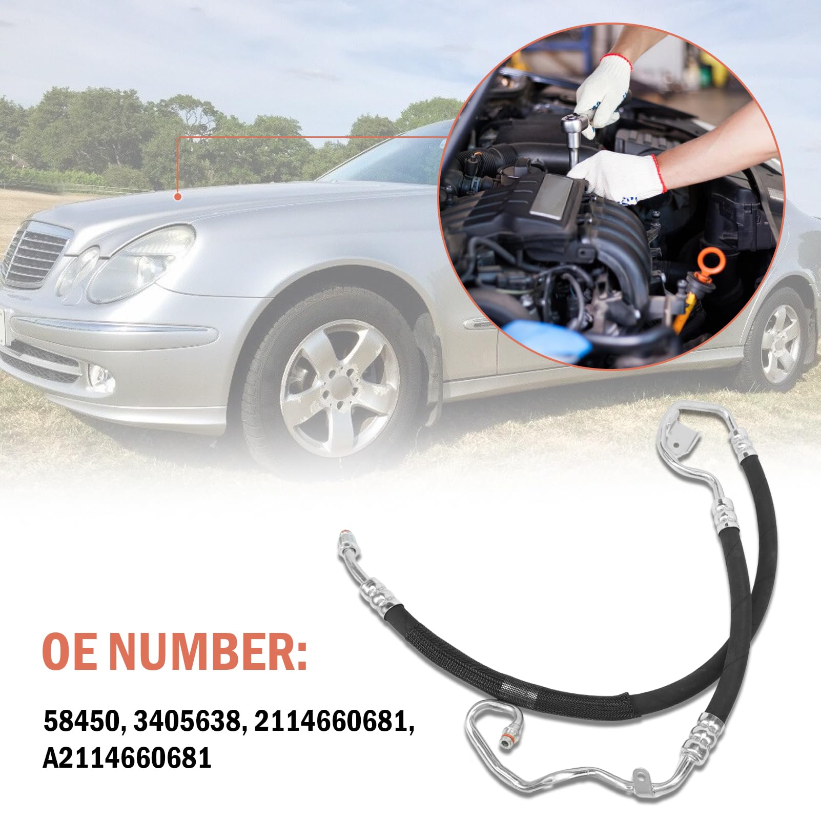 Tubo di Servosterzo per Classe E W211 E200 E220 2002-2008 Modello T S211 E220 2003-2009 58450 3405638 2114660681 A2114660681