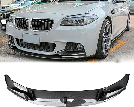 Front Lip for BMW 5 Series F10 M Sport 2011-2016 Carbon Fiber Style Painted Front Bumper Lip Splitter Body Kits Car Accessories 2PCS