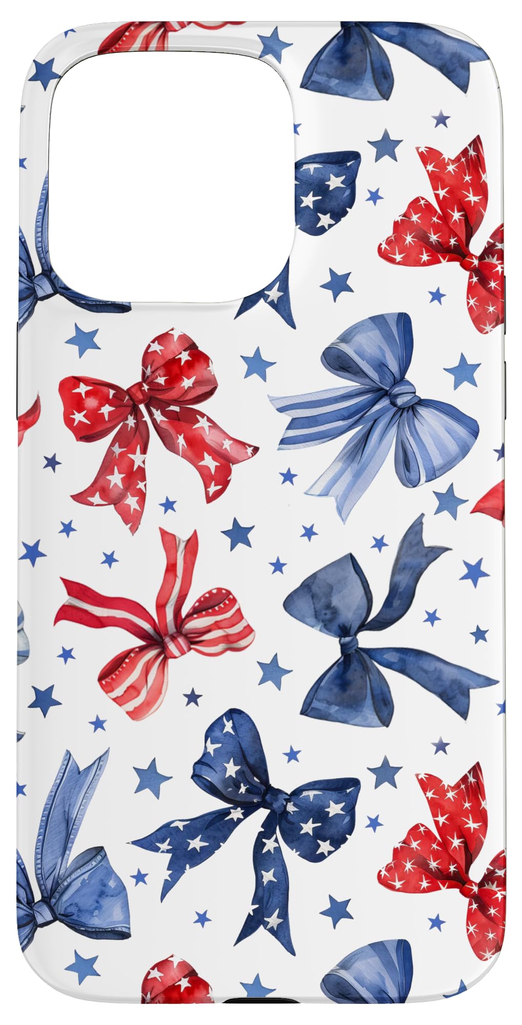 Red White & Blue Bows Patriotic Ribbons 4th of July Party Case for iPhone 15 Pro Max