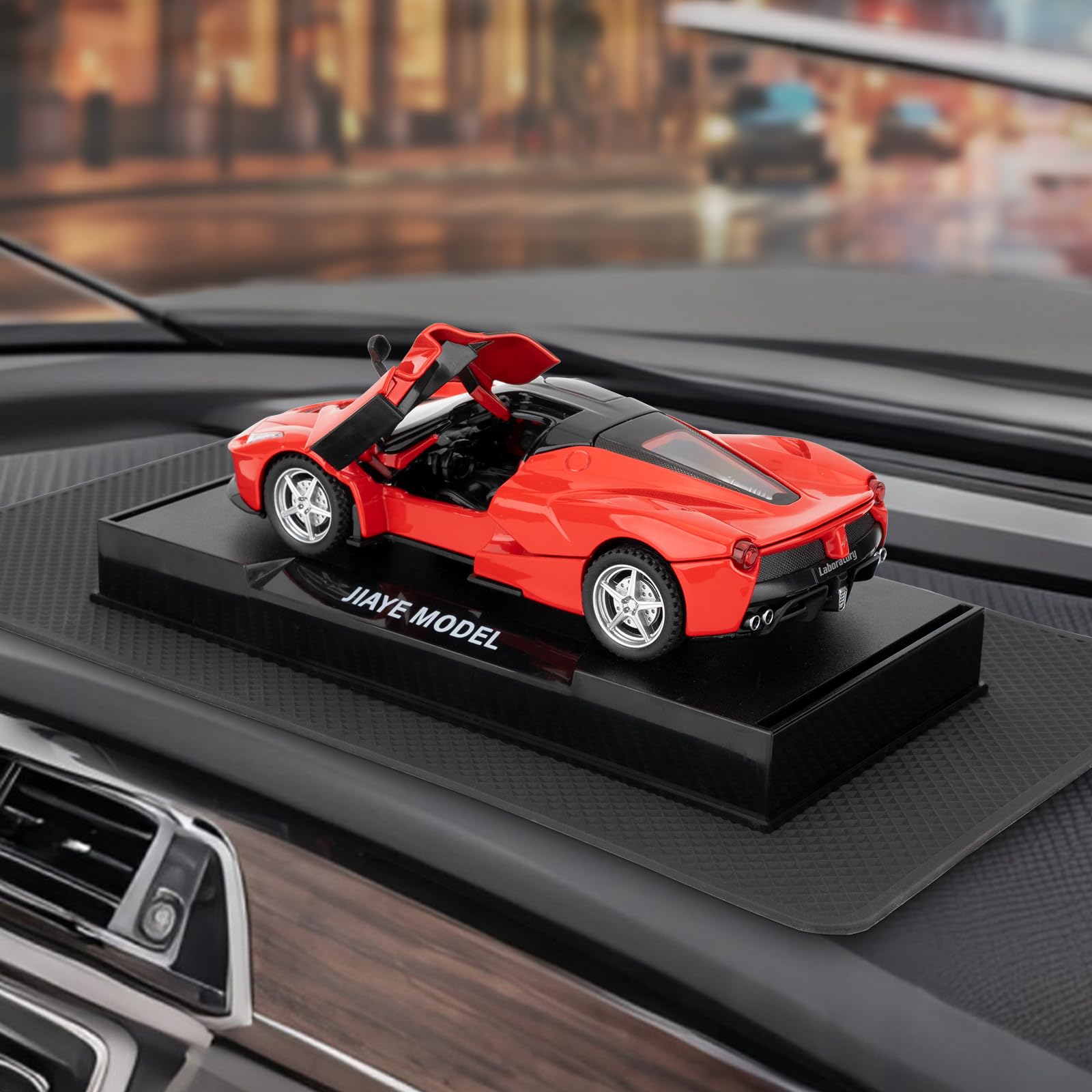 TGRCM-CZ Car Interior Ornaments with Non-Slip Fixed Pads, 1/32 Scale Die-Cast Alloy Car Dashboard Decoration with Sound and Light Function for Men and Women Red