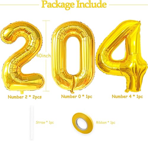 Miniatura 4 de Globos dorados de 40 pulgadas con el número 2024, globos de helio de Mylar gigantes gruesos para decoraciones de fiesta de Año Nuevo, suministros de
