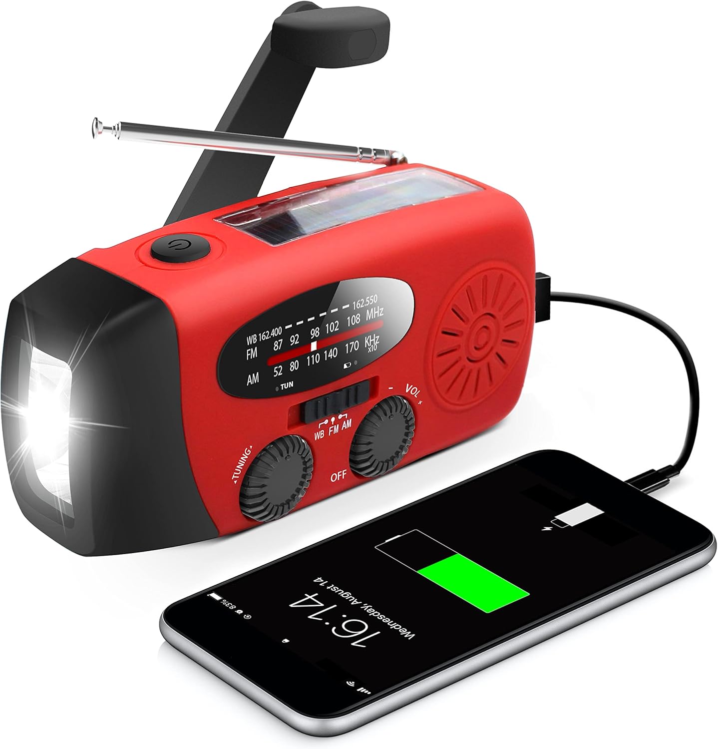 Emergency Hand Crank Radio with LED Flashlight for Emergency