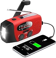 RunningSnail MD-088 Emergency Hand Crank Radio: NOAA AM/FM Weather Alerts, 2000mAh Power Bank, Solar/USB/Crank Charged, LED Flashlight for Camping & Disasters