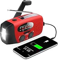 Rádio manivela manual de emergência com lanterna LED para emergência, Rádio meteorológico portátil AM/FM NOAA com carregador de telefone banco de energia de 2000 mA