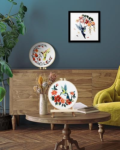 Miniatura 5 de TINDTOP Kit de bordado de colibrí y flores para adultos