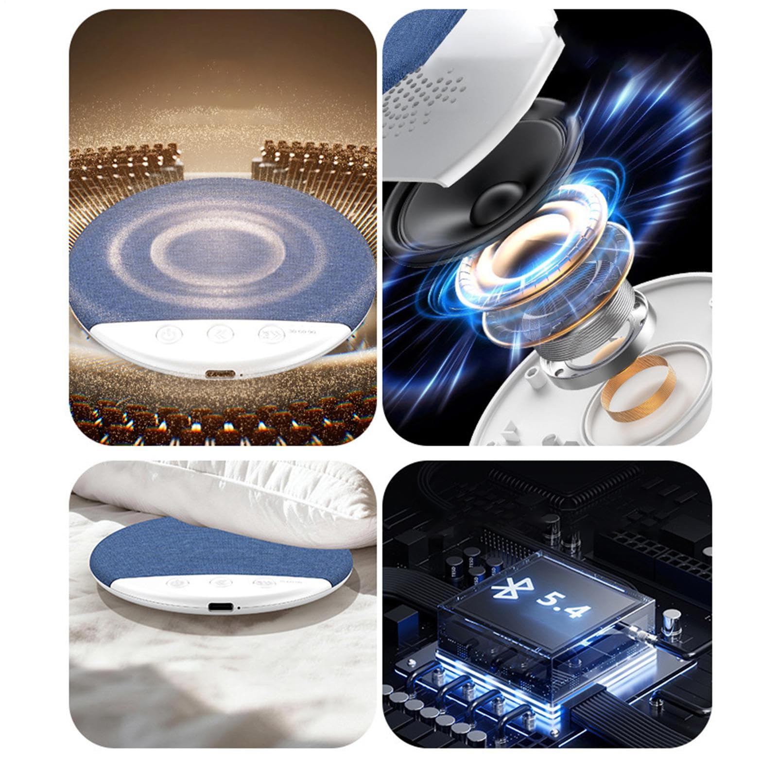 Haut-parleur à placer sous le coussin, écouteurs portables, haut-parleur sous l'oreiller pour dormir - Pour utilisation au lit, méditation, voyage, hôtel,