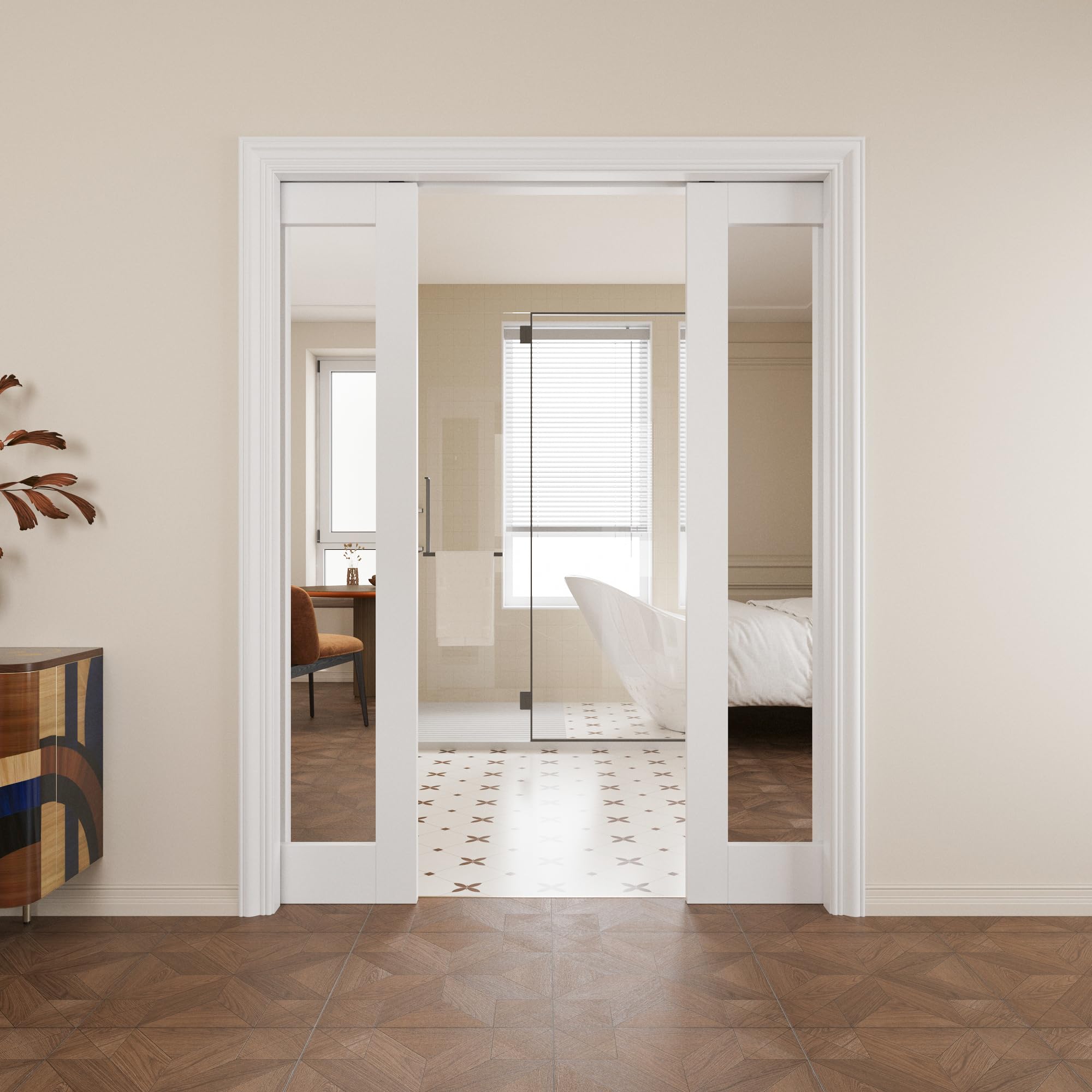Pocket Door,1-Lite Mirror Doors,Solid Door,60x96 Sliding Door