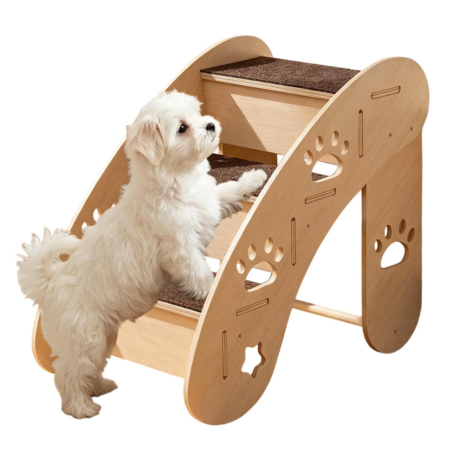 Scalette per cani da Tappetino antiscivolo in legno con struttura | Scalette per cuccia cane per Divano, Finestra, Alto, Auto, Sedia, , Cuccioli, Gatti Anziani