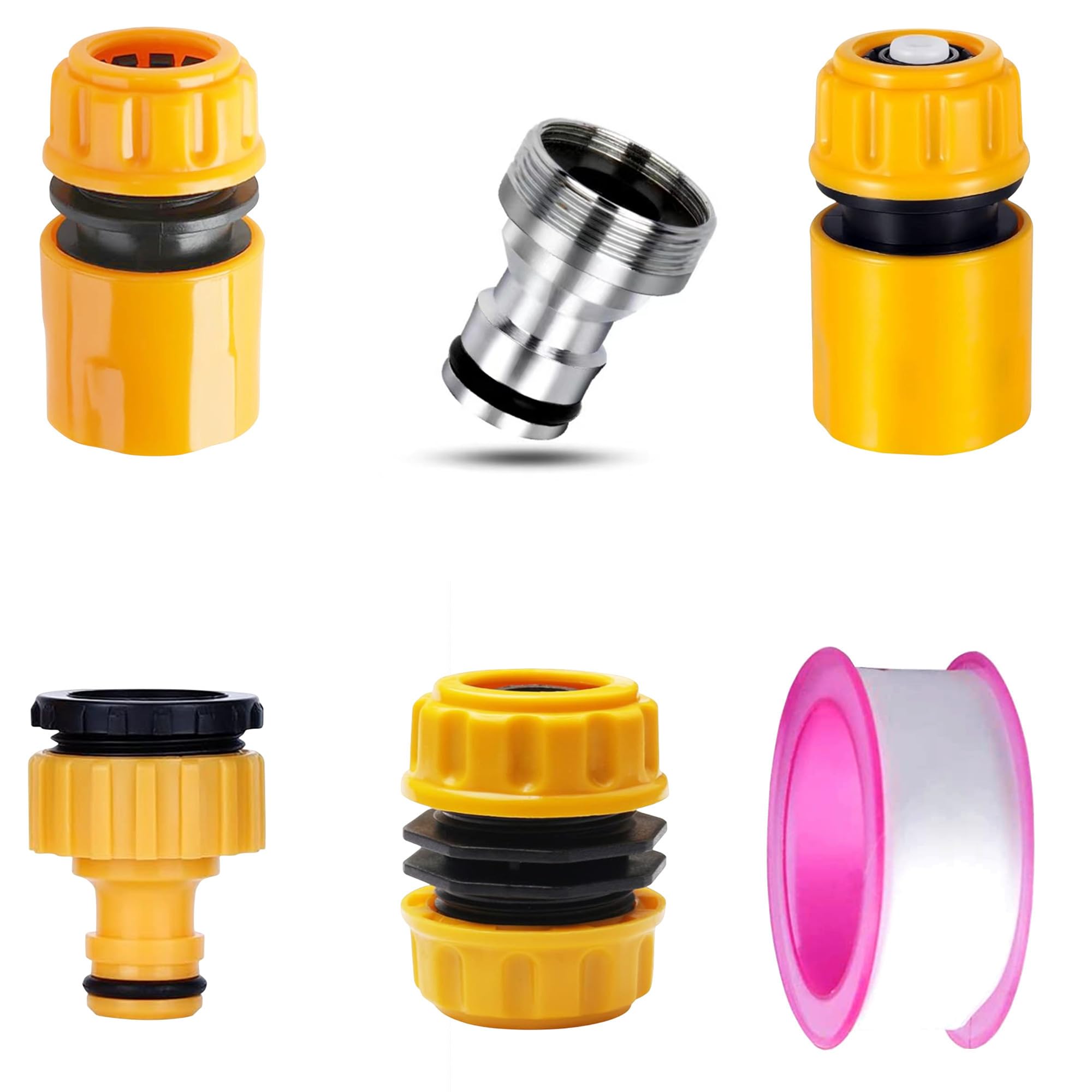 Universal Tap Connector Set - 3/4 & 1/2 inch, 2in1 Threaded Tap Adaptor, Kitchen & Garden Hose End Connector (Set of 3)